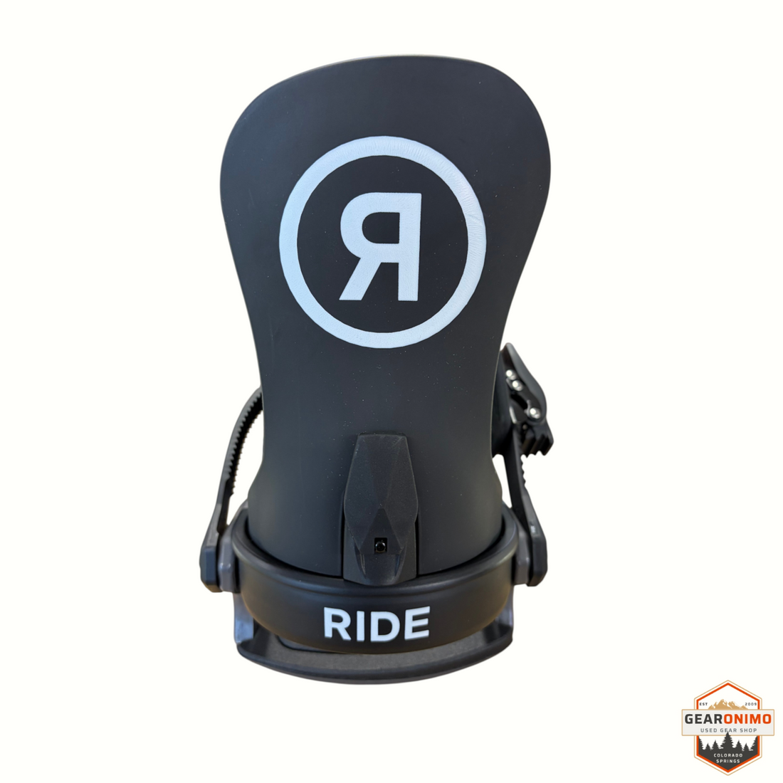 Gearonimo Sports Ride CL-2 snowboard bindings in matte black with white logo branding on the highback