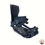 Gearonimo Sports Ride Drone snowboard binding in matte black with adjustable straps and highback support