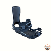 Gearonimo Sports Ride Specter snowboard bindings in matte black with adjustable straps and highback support.