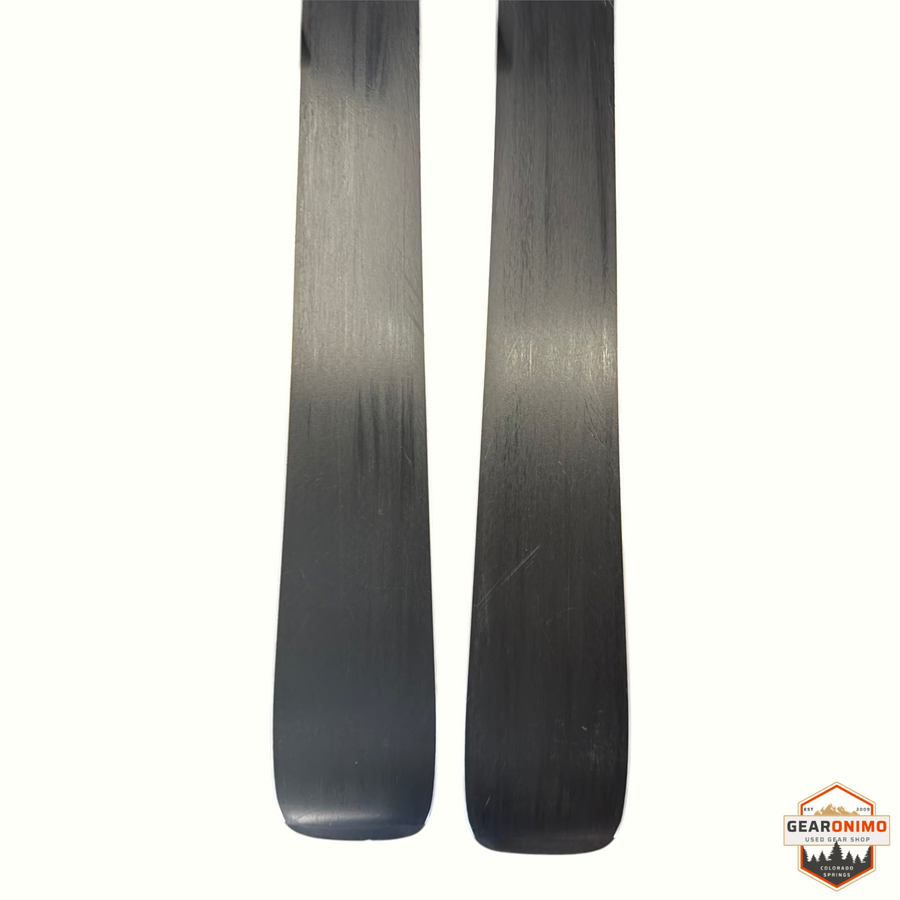 Gearonimo Sports Rossignol E78 Ca skis showing the smooth black bases and white sidewalls from a top-down view