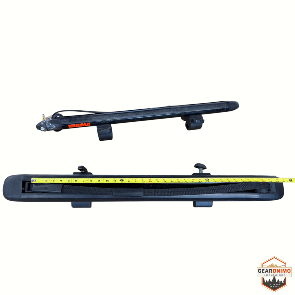 Gearonimo Sports Yakima SUP Dawg roof rack system for paddleboards with black padded bars and integrated locks