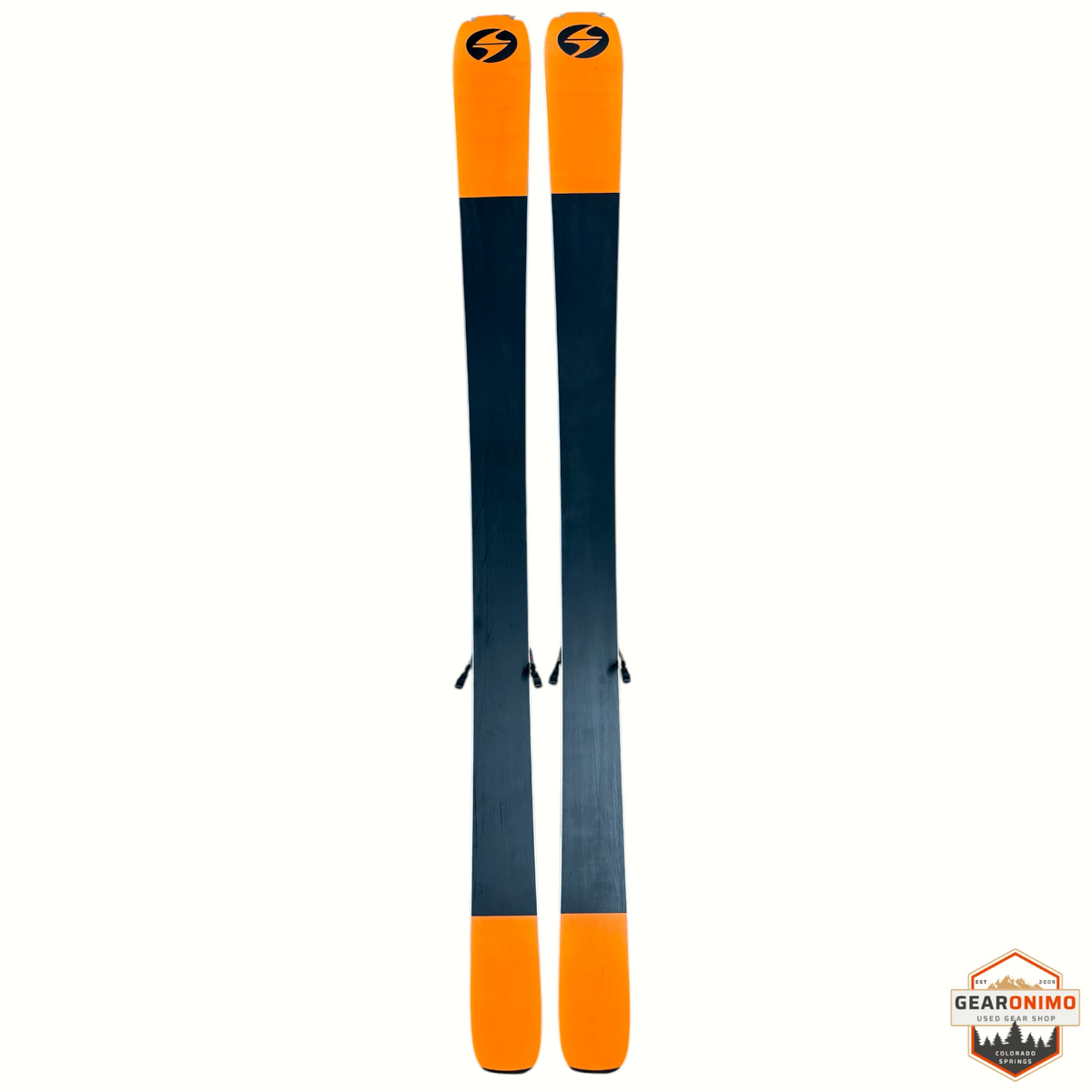 Gearonimo Sports Blizzard Anomaly 88 skis in black and orange with pre-mounted Marker Tcx 11 bindings