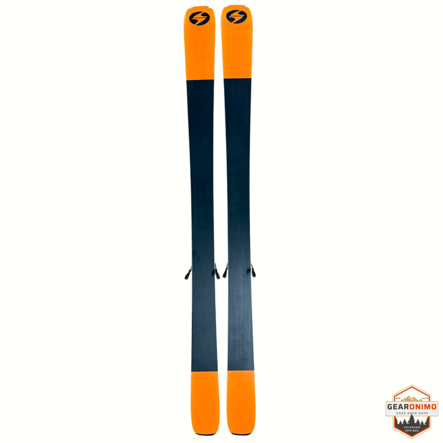 Gearonimo Sports Blizzard Anomaly 88 skis in black and orange with pre-mounted Marker Tcx 11 bindings