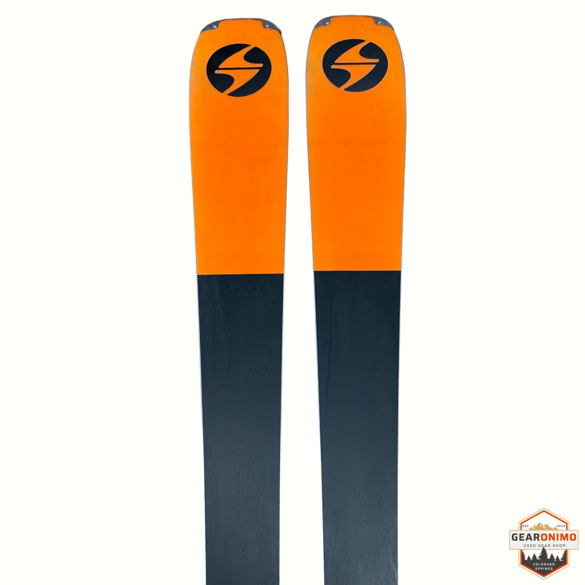 Gearonimo Sports Blizzard Anomaly 88 skis with orange and black topsheets and black bases in 170cm length