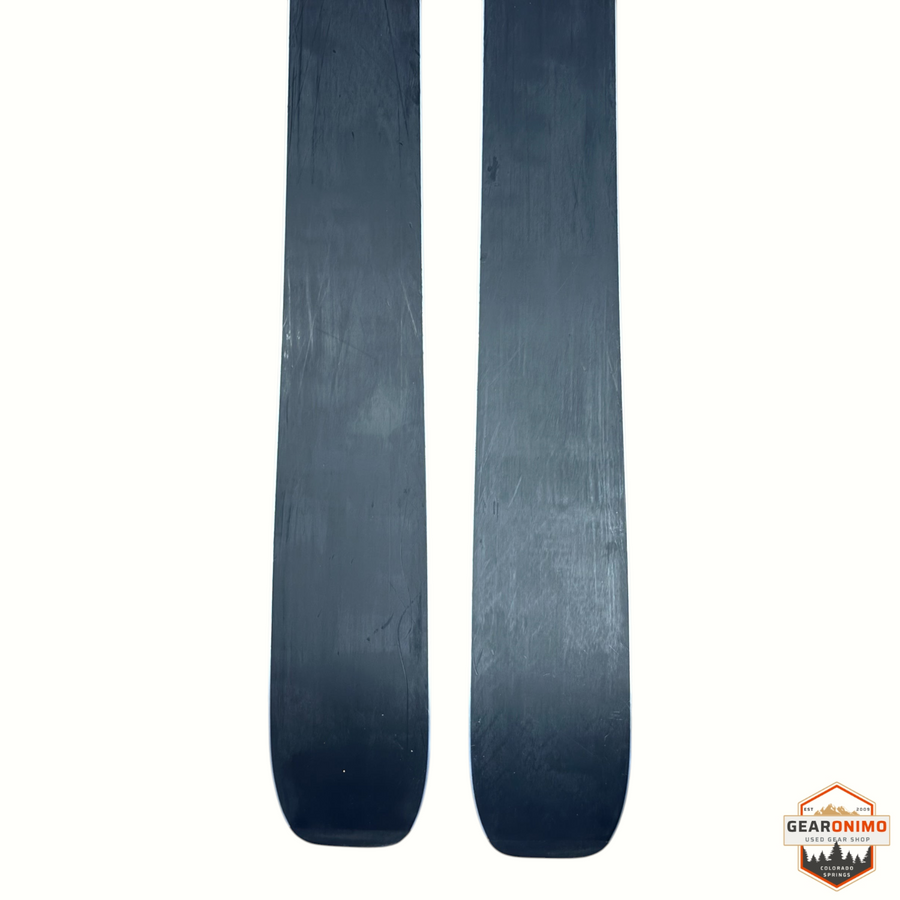 Gearonimo Sports Rossignol Sender Soul 102 skis with black bases, 180cm length, featuring Look Nx 12 bindings