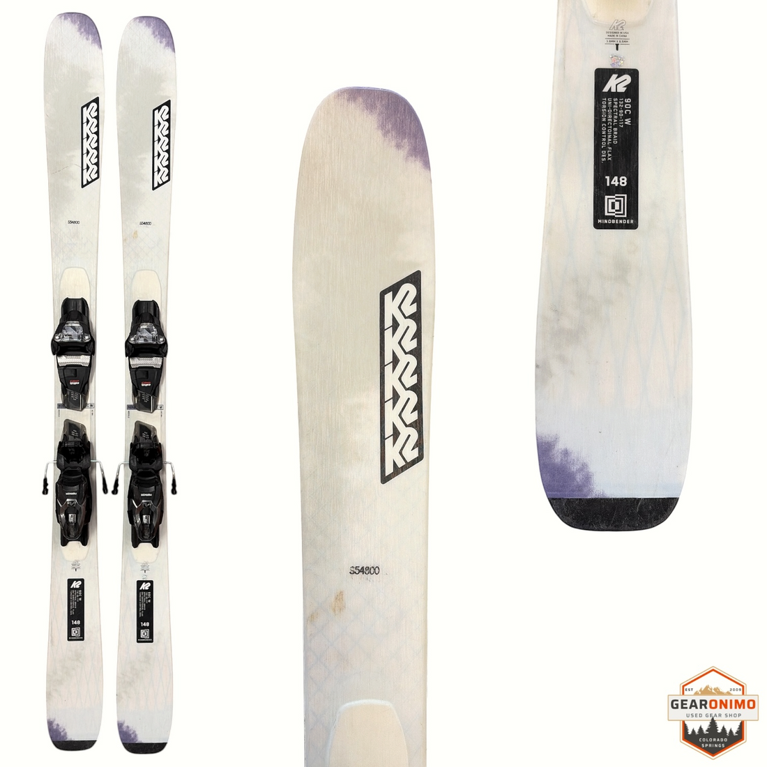 K2 MindBender 90c Skis with Marker Squire 10 Bindings - 148cm